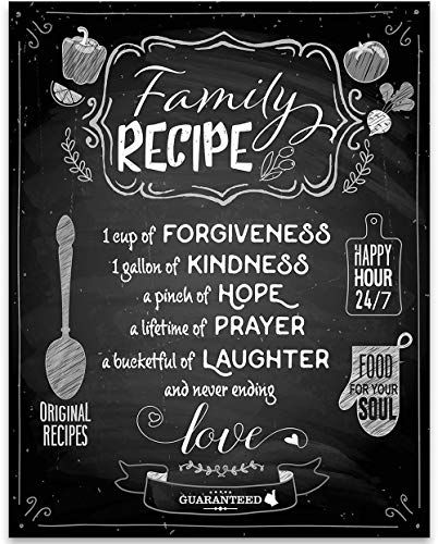 Family Recipe - Forgiveness Laughter Love - 11x14 Unframed Typography Art Print - Great Kitchen Décor #ad #afflink #HomeDecor #KitchenDecor #KitchenIdeas #chalkboard #InspirationalQuotes #InspirationalDecor Chalkboard Art Kitchen, Kitchen Wall Art Printables, Recipe Art, Kitchen Chalkboard, Messy Kitchen, Kitchen Quotes, Small Room Decor, Typography Art Print, Chalkboard Style