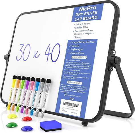 Nicpro Dry Erase Small Whiteboard A3 with Non-Slip Stand, 30 x 40 cm Double Sided Magnetic Desktop White Board with 8 Pens, Eraser, Magnet, Portable Writing Easel for Kid Drawing Student Classroom Use : Amazon.co.uk: Stationery & Office Supplies Disclaimer: affliate links attatched Streaming Room Ideas, Desk Crafts, Drawing Student, Whiteboard Stand, Streaming Room, Small Whiteboard, Teacher Essentials, Kid Drawing, Childhood Memories Art