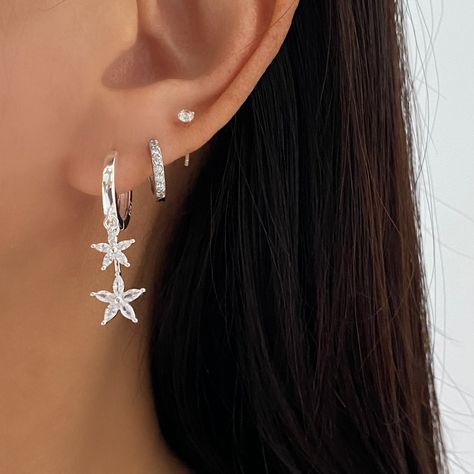 Stack Earrings, Sterling Silver Star Earrings, Silver Star Earrings, Earrings White Gold, Earrings Sparkle, Earrings Star, Stacked Earrings, Gold Dangle Earrings, Tiny Earrings