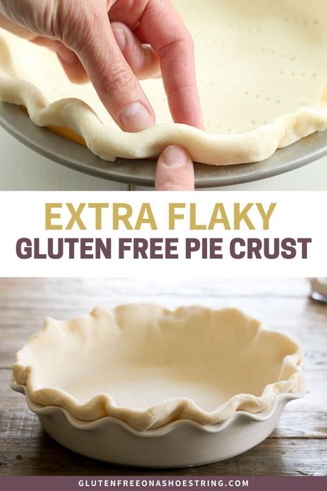 This extra flaky gluten free pie crust is made with sour cream, gluten free flour, baking powder and salt, and rolls out beautifully. Your new favorite! Good Pie Crust Recipe, Best Pie Crust Recipe, Glutenfri Baking, Gluten Free Pie Crust, Gluten Free Pastry, Pan Sin Gluten, Pie Crust Recipe, Holiday Pies, Good Pie