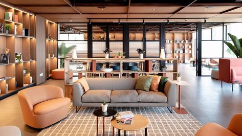 The warm welcoming workplace: hospitality inspired office design - M Moser Associates Welcoming Office, Traditional Indian Houses, Office Space Ideas, Hospitality Ideas, Indian Houses, Workplace Culture, Natural Palette, Physical Space, Community Space