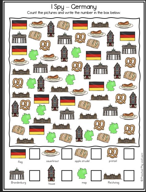 Germany Activities, Learning German Worksheets, Germany For Kids, German Festival, Montessori Geography, International Studies, Country Studies, Activity Sheets For Kids, Coloring Pages For Boys