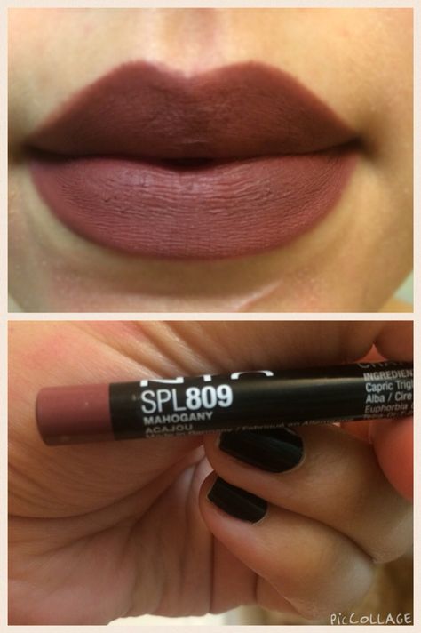 Nyx lip pencil in mahogany #809 LOVE... A little on the dark side but perfect for this time of year .. I think brown lips are everything right now Nyx Lip Pencil, Brown Lips, Nyx Lip Liner, Matte Lipstick Colors, Bright Lipstick, Nyx Lip, Cool Skin Tone, Mascara Makeup, The Dark Side