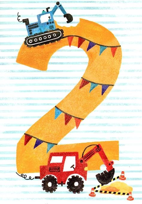 2nd Birthday Card, Construction Theme Birthday Party, Birthday Background Design, 2nd Birthday Party For Boys, 2nd Birthday Boys, 2nd Birthday Shirt, Boy Birthday Party Themes, Happy Birthday Greetings Friends, Simple Birthday Cards