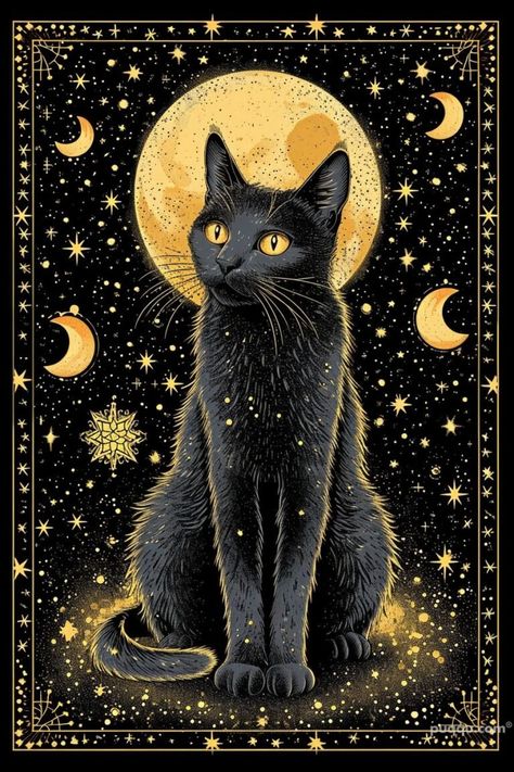 Casey Core, Whimsigoth Lockscreen, Whimsigoth Wallpaper, Joseph Vargo, 90s Whimsigoth, Black Cat Art, A Black Cat, World Of Fantasy, Mystical Creatures