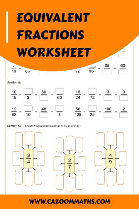 Equivalent Fractions Worksheet Fractions Ks2, Equivalent Fractions Worksheet, Finding Equivalent Fractions, Factors And Multiples, Maths Worksheets, Diy Hair Accessories Ribbon, Equivalent Fractions, Gcse Math, Fractions Worksheets