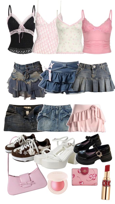 Coquette girly outfits collage Pinterest cute Coquette Collage, Pinterest Cute, Collage Outfits, Coquette Outfit, Outfit Collage, Girly Outfits, I Got This, Cute Outfits, Collage