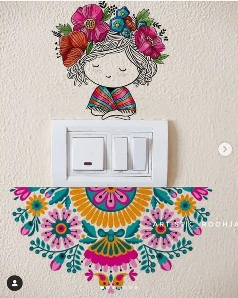 Switchboard Art, Simple Wall Paintings, Creative Wall Painting, Wall Art Diy Paint, Diy Wall Painting, Paintings Wall, Wall Painting Decor, Diy Wall Art Decor, Art And Craft Videos