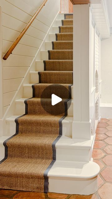 Stair Runner With Border, Stair Runners Ideas, Stair Update, Diy Stair Runner, Sisal Stair Runner, Kate Arends, Stair Runner Installation, House Basement, Staircase Landing