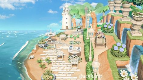 Animal Crossing Beach Wedding, Greek Animals, Acnh Beach, Animals Crossing, Animal Crossing Guide, Beach Inspo, Acnh Codes, Animal Crossing Wild World, Island Theme