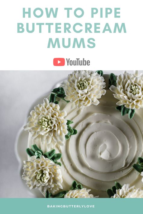 How to pipe buttercream mums/ chrysanthemums. How To Make Mums, 60th Cake, Cake Decorating Tutorials Videos, Whipped Icing, Pop Cupcakes, Wilton Cake Decorating, Wilton Cakes, Piping Tips, Buttercream Flowers