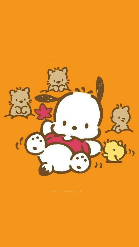 Sanrio Fall Wallpaper Iphone, Fall Wallpaper Sanrio, Pochacco Fall Wallpaper, Kawaii Thanksgiving Wallpaper, Thanksgiving Sanrio Wallpaper, Fall Sanrio Wallpaper, Sanrio Fall Wallpaper, Sanrio Thanksgiving, Cute Wallpapers Hello Kitty