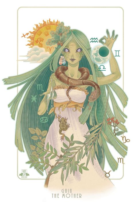 Gaia Goddess, Nature Goddess, Greek Gods And Goddesses, Greek Mythology Art, Mythology Art, Goddess Art, Witch Art, Greek Art, Fantasy Illustration