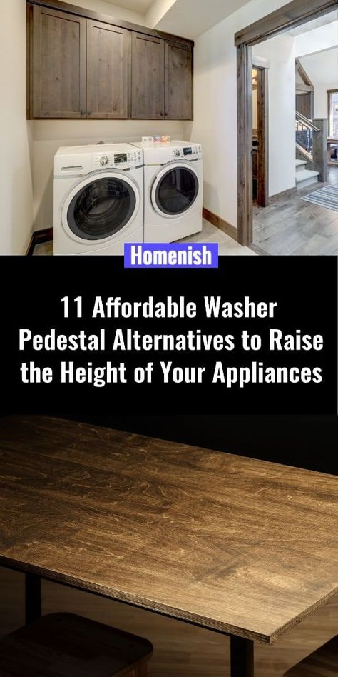 Washing Machine On Pedestal, Raise Laundry Machines, How To Build A Washer And Dryer Pedestal, Washing Machine Riser, Washing Machine Stand Diy, How To Raise Washer And Dryer, Washing Machine Stand Ideas, Washer Dryer Pedestal Diy, Diy Washing Machine Pedestal