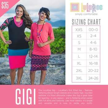 Sonlet | Roe With D Glo Lularoe Size Chart, Gigi Shirts, Top Kids, Full Skirts, Lularoe Styling, Lula Roe Outfits, Fitted Top, Clothing Brands, Cheap Fashion