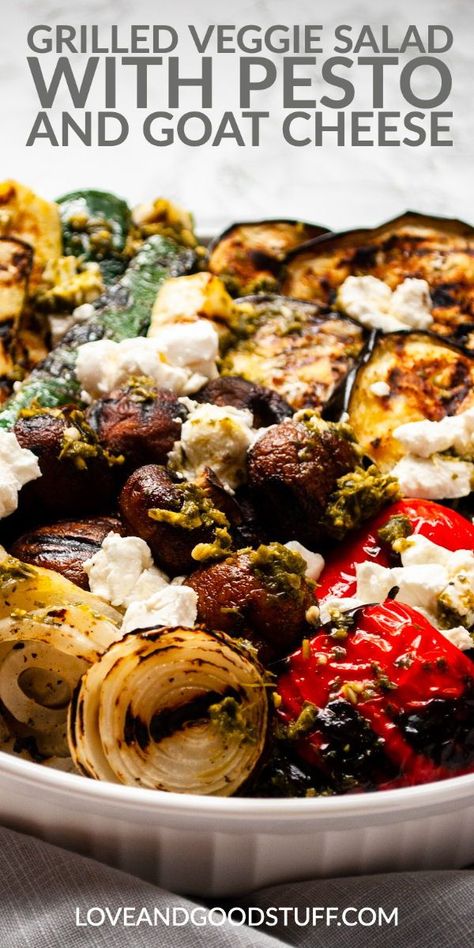 Grilled Veggies Salad, Salad With Grilled Veggies, Keto Grilled Vegetables, Veggies With Pesto, Low Carb Grilled Vegetables, Grilled Side Dishes Vegetables, Eggplant Mediterranean Diet Recipes, Healthy Summer Side Dishes Low Carb, Grilled Veg Salad