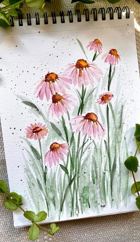 Aesthetic Paper, 심플한 그림, Learn Watercolor Painting, Kids Aesthetic, Watercolor Flowers Tutorial, Watercolor Paintings For Beginners, Diy Watercolor Painting, Watercolour Inspiration, Painting Ideas On Canvas