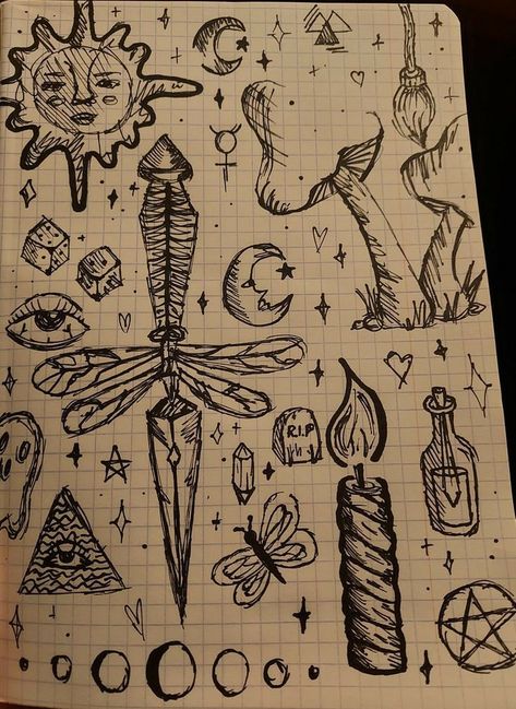 Doodle Aesthetic, Aesthetic Doodles, Vent Book, Sketchbook Doodles, Magic Runes, Arte Grunge, Indie Drawings, Meaningful Drawings, Minimalist Tattoos