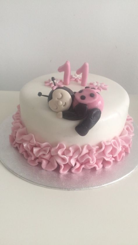 11 month old pink lasybug cake to celebrate my baby”s 11 months of life #calizaskitchencakes Half Birthday Cakes, Ladybug Cakes, Ladybug Cake, Owl Cakes, Owl Cupcakes, Cinderella Cake, Fruit Arrangements, Edible Arrangements, Half Birthday