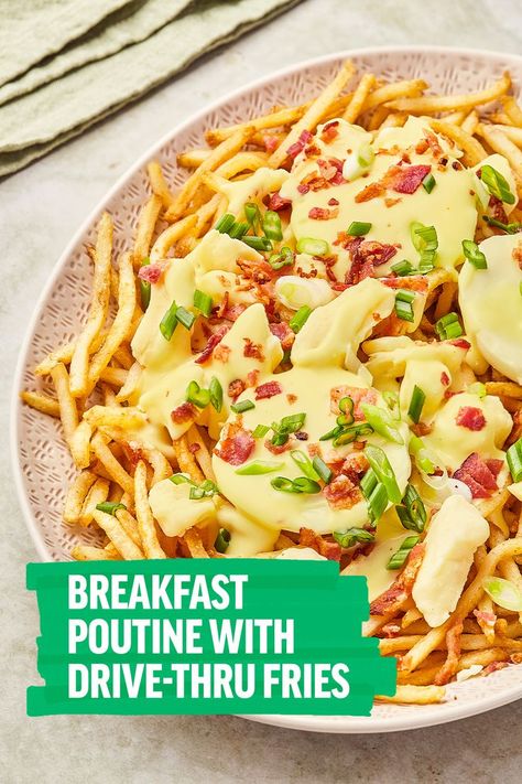 The best type of breakfast always comes in poutine form. Create this classic breakfast dish with some creamy hollandaise sauce, poached eggs, and some crispy Cavendish Farms Drive-Thru Fries. This breakfast will surely fuel you up for the day! Get the Recipe Here: https://www.cavendishfarms.com/en/for-your-home/recipes/breakfast-poutine-with-drive-thru-fries/ #CavendishFarms #Cavendishes #HollandaiseBreakfastPoutine #DriveThruFries #BrunchRecipes #BrunchIdeas #BreakfastPoutine #BreakfastIdeas Breakfast Poutine, Homemade Hollandaise Sauce, Classic Breakfast, Cheese Curds, Hollandaise Sauce, Poutine, Drive Thru, Bacon Bits, Perfect Breakfast