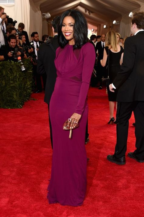 Modest Gabrielle Union Style Gabrielle Union Style, Glamour Closet, Celeb Makeup, Classy Clothing, Purple Long Sleeve Dress, Classy Wardrobe, Laundry List, Met Ball, Met Gala Red Carpet