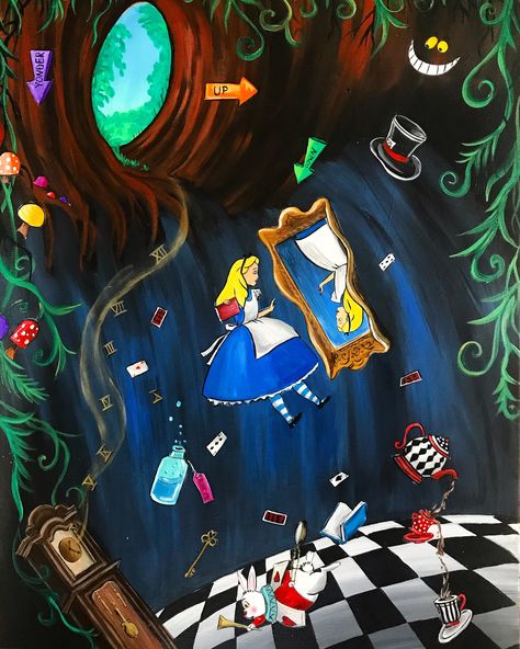 Excited to share this item from my #etsy shop: Alice falling down the hole #disneycollector#aliceinwonderland#disneyfanart Rabbit Hole Drawing, Alice Falling, Falling Down The Rabbit Hole, Alice In Wonderland Paintings, Hole Drawing, Alice In Wonderland Room, Deco Disney, Alice In Wonderland Poster, Alice In Wonderland Artwork