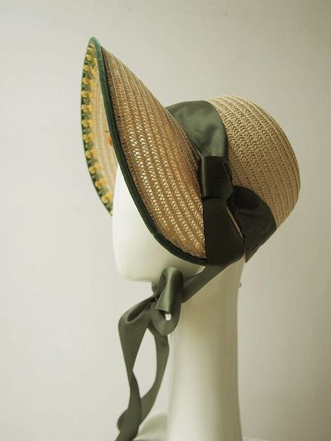 19th Century Bonnet, Regency Era Bonnet, Bonnet Reference, 1800s Bonnet, Big Luggage, Vintage Bonnet, 18th Century Hats, Summer Outfit Guide, Historical Hats