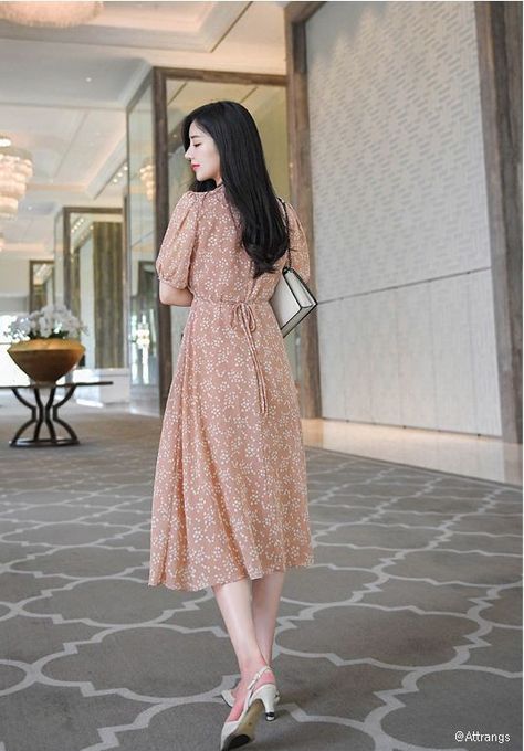 Korean Women Fashion Dress Dress Sifon, Chifon Dress, Korean Trends, Korean Women Fashion, Korean Fashion Women Dresses, Usa Dress, Women Fashion Dress, Dress Blouse, Beautiful Dress Designs