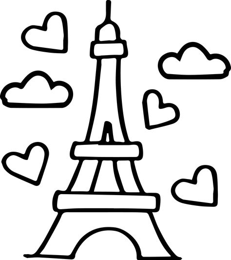 Eiffel Tower Simple Drawing, How To Draw The Eiffel Tower Easy, Paris Drawing Easy, Eiffel Tower At Night Aesthetic, Eiffel Tower Outline, Eiffel Tower Doodle, Eiffel Tower Drawing Easy, Tour Eifel, Eiffel Tower Drawing