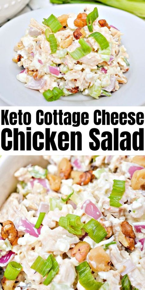 Keto Cottage Cheese Chicken Salad Cottage Cheese Protein Meals, Chicken Salad Made With Cottage Cheese, Healthy Meals With Beans, Keto Cottage Cheese Lunch Ideas, Keto Chicken Lunch Recipes, Cottage Cheese Veggies, R3 Reset Recipes, What To Add To Cottage Cheese, Canned Chicken Cottage Cheese