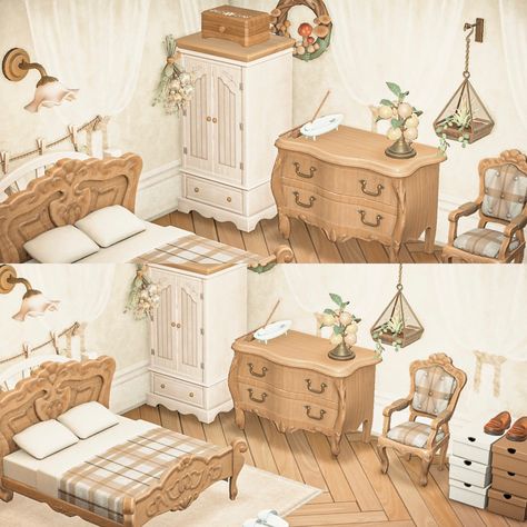 Animal Crossing Cottage Core Bedroom, Vintage Cottage Core Bedroom, Acnh Cottagecore Items, Acnh Bedroom Inspiration, Acnh Bedroom Ideas, Acnh Bedroom Design, Acnh Cottagecore House, Vintage Cottagecore Bedroom, Acnh Bedroom