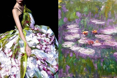 Dolce & Gabbana RTW Spring 2008 | Water Lilies – Claude Monet – Fubiz™ Art Inspired Fashion, Sonia Delaunay, Tim Walker, Lela Rose, Piet Mondrian, Student Fashion, Fashion Images, Water Lilies, Mode Inspiration