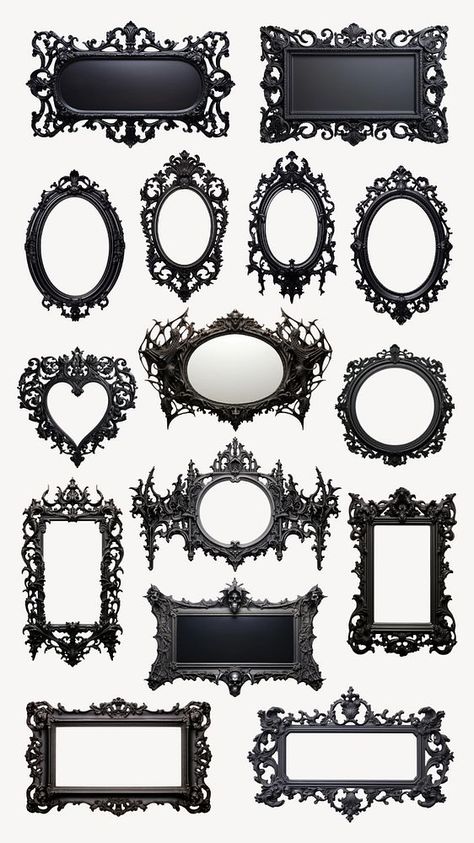 Gothic picture frame | premium image by rawpixel.com / Aom W. Gothic Frame Wall, Gothic Picture Frames, Goth Frame, Gothic Picture Frame, Gothic Frames, Gothic Frame, Gothic Pictures, Baroque Frame, Victorian Portraits