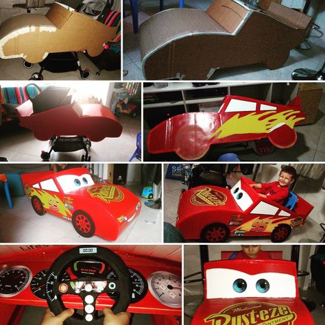 Lightning Mcqueen Drawing, Cardboard Box Car, Cardboard Car, Piñata Ideas, Cars Birthday Party Disney, Cars Theme Birthday Party, Cars Characters, Cars Party, Race Car Birthday