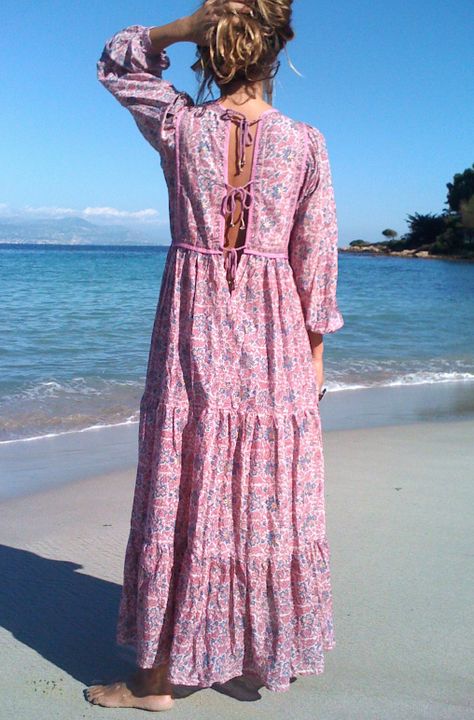 Hippy Summer, Cotton Print Dress, Chic French Style, 1960 Fashion, Boho Hippie Dress, Happy Clothes, Printed Cotton Dress, Travel Beach, Bohemian Clothes