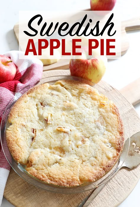 This no-crust Swedish apple pie is full of fresh sweet and moist Apples. An easy no-fuss pie for a perfect dessert recipe for Fall.  #ApplePie #FallBaking #FallRecipes #AppleRecipes Peach Cobbler Pie, Healthy Mug Recipes, Swedish Apple Pie, Apple Cider Sangria Recipe, Baked Apple Oatmeal, Baked Apple Dessert, Strawberry Ice Cream Recipe, Recipe For Fall, Swedish Food