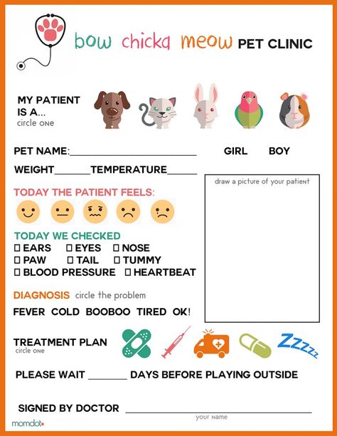 Here is a FREE Pretend Play Vet Clinic Pages. These pages inspire creative thinking and encourage quiet play in your children.   Need Pretend Play Printables, Dramatic Play Printables, Pets Preschool Theme, Vet Office, Dramatic Play Preschool, Dramatic Play Area, Playing Doctor, Dramatic Play Centers, Kids Pretend Play