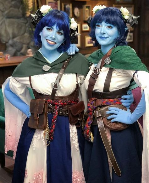 Ginny Di 🗡 D&D YouTuber on Instagram: "brb, getting these photos tattooed on the inside of my eyelids 😌⁠ ⁠ After nearly four years of cosplaying Jester, it was a dream come true to get to portray this little blue ball of chaos opposite @laurabaileyvo, the OG! I was super nervous to do my silly little impression in front of the creator of my favorite character of all time, but Laura was so sweet and welcoming, I didn’t even feel nervous by the time we were on set (which is saying something, sin Critical Role Cosplay, Cosplay Couple, Critical Role Campaign 2, Critical Role Characters, Laura Bailey, Ashley Johnson, Mighty Nein, Critical Role Fan Art, Vox Machina