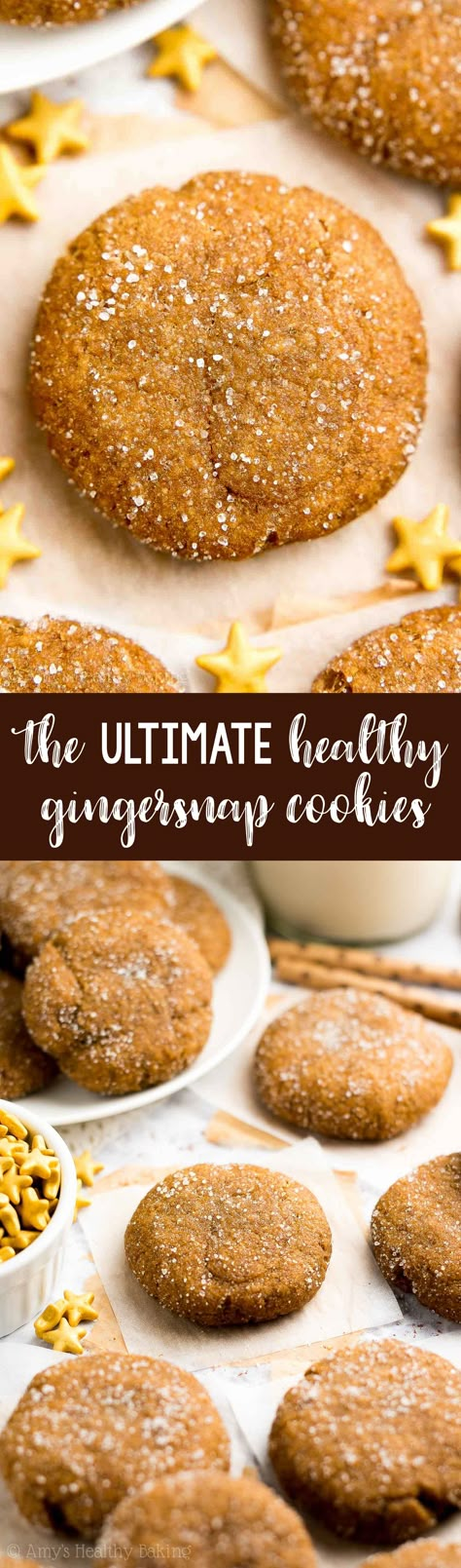 The ULTIMATE Healthy Gingersnaps – only 68 calories! Perfectly chewy with a sweet, crisp coating! They taste INCREDIBLE – not healthy at all! My whole family is obsessed with this easy recipe! You'll never need another gingersnap cookie recipe again! ♡ best soft chewy gingersnap cookies recipe. easy holiday christmas gingersnaps. healthy spicy gingersnap dessert cookies. Gingersnap Cookie Recipe, Chewy Gingersnap Cookies, Soft Gingersnap Cookies, Healthy Low Calorie Breakfast, Gingersnap Cookies Chewy, Ginger Snap Cookies Recipe, Gingersnap Cookies, Healthy Cookie, Healthy Food Recipes Clean Eating