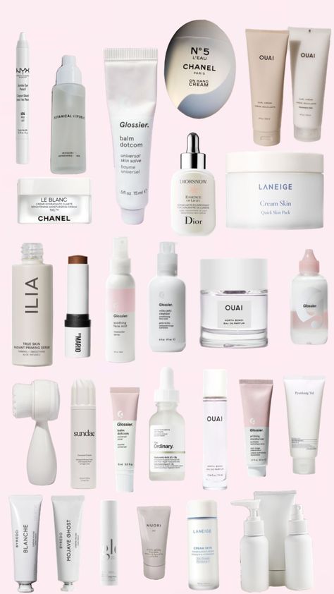 #white #beauty #whitemakeup #makeup #skincare White Skin Care Aesthetic, White Skincare Aesthetic, White Makeup Products, White Skincare Packaging, Rainbow Skincare, Skincare List, Skincare Shuffles, White Skincare, Preppy Makeup