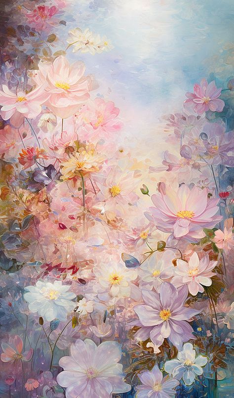 Laminated card with rounded corners. Size: 2.5” x 4.25” Painting of flowers. F126 Flower Oil Painting Wallpaper, Soft Flower Painting, Funky Pfps, Flower Painting Wallpaper, Acrylic Floral Paintings On Canvas, Flower Garden Painting, Floral Paintings Acrylic, Painting Of Flowers, Pretty Phone Wallpaper