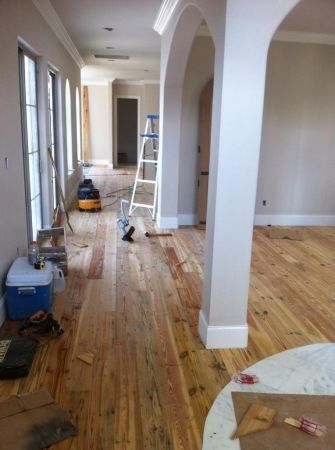 Double archway Pine Flooring, Reclaimed Wood Floors, Heart Pine Flooring, Heart Pine, Real Wood Floors, Floor Ideas, Pine Floors, Wood Fence, Cottage Living