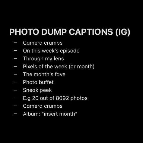 HERE⬇️ Save for your next photo dump posts and share to a creator friend that might need it #photodumpcaptions #captions #captionideas Instagram Words, Disposable Camera, Aesthetic Photo, Photo Dump, Camera Photo, The Creator, Quick Saves, Instagram