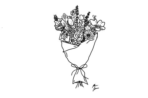 Minimalist Bouquet Drawing, Bouquet Of Flowers Minimalist, Vase Tattoo Design, Matisse Tattoo, Mystical Tattoos, Small Girly Tattoos, Tulip Tattoo, Harry Styles Tattoos, Bouquet Tattoo