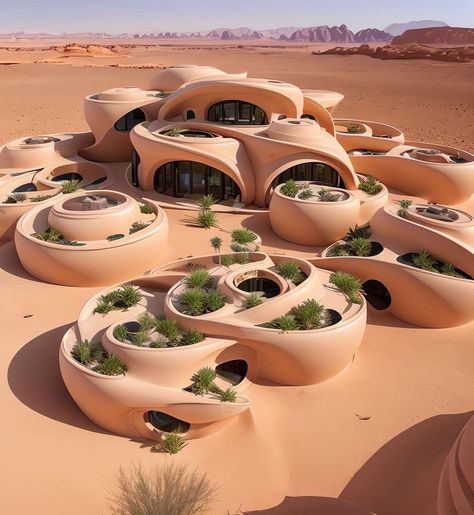 Desert Dwellings by @studio7.83 What would a self sustaining home in the empty quarter look like? Created with… | Instagram Self Sustaining Home, Sustainable Architecture House, Cob House Plans, Earth Bag Homes, Self Sustaining, Earthship Home, Eco Architecture, Cob House, Architecture Concept Drawings