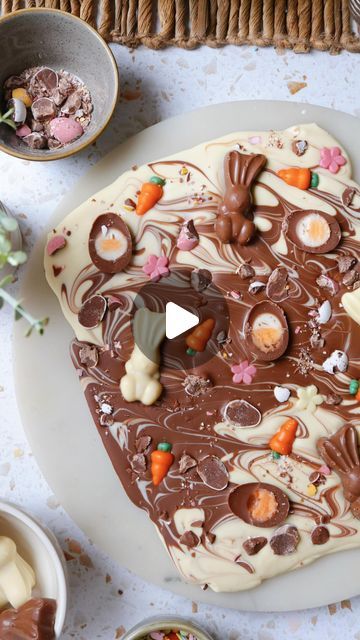 Bunny Bark, Easter Chocolate Bark, Chocolate Carrots, Easter Bark, Cadbury Chocolate Bars, Creme Eggs, Oven Tray, Carrot Flowers, Chocolate Easter Bunny