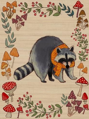 size: 12x9in Art Print: Woodland Creatures IV by Regina Moore : Woodland Creatures Aesthetic, Whimsical Forest Animal Art, Winter Woodland Animals Illustration, Woodland Creatures Art, Woodland Creatures Christmas, Adirondack Art, Forest Animal Art, Woodland Aesthetic, Forest Animals Illustration