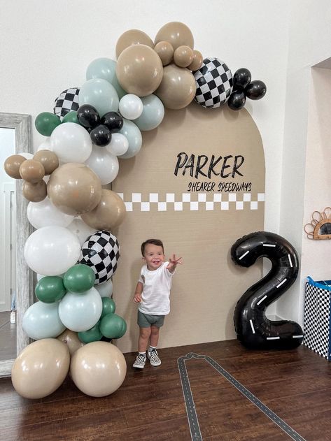 Parker's Two Fast! Two Fast Party Backdrop, First Birthday Cars Theme, Two Fast Decorations, Two Fast Balloon Garland, Two Fast Backdrop, Growing Up Two Fast Birthday Boy, Two Fast Photoshoot, 2 Birthday Boy Themes, Fast One Birthday