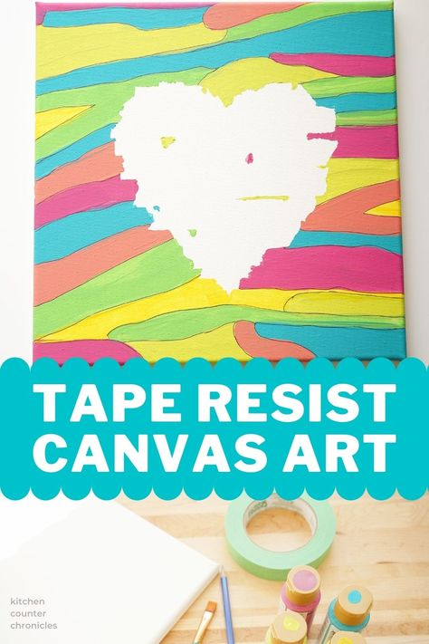 Tape Resist Art For Kids, Art Activities For Teens, Homeschool Summer, Teen Projects, Canvas Painting Projects, Peanut Gallery, Babysitting Activities, Classe D'art, Teen Library