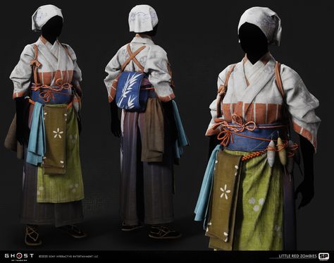 ArtStation - GHOST OF TSUSHIMA - TAILOR, Tushar Dobriyal Ghost Of Tsushima Art, Ancient Japanese Clothing, Medieval Japanese, Japanese Traditional Clothing, Japanese Clothing, Sucker Punch, Kimono Design, Ghost Of Tsushima, Japan Culture